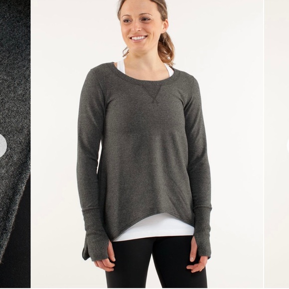 Lululemon Heather Ed coal Tea Lounge Pullover like new condition size4 - Picture 2 of 5